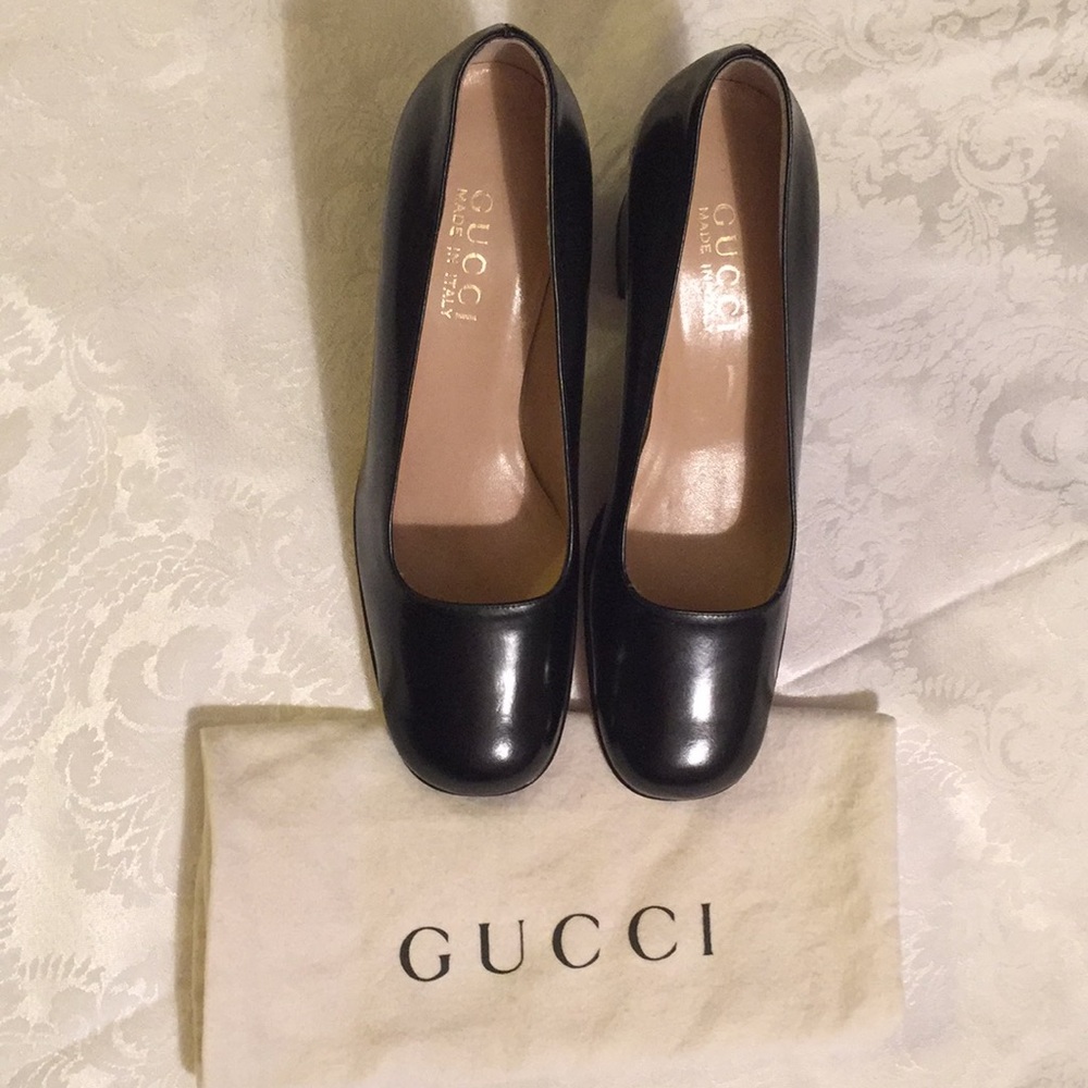 New Gucci Black Matte Leather Pumps Size 6